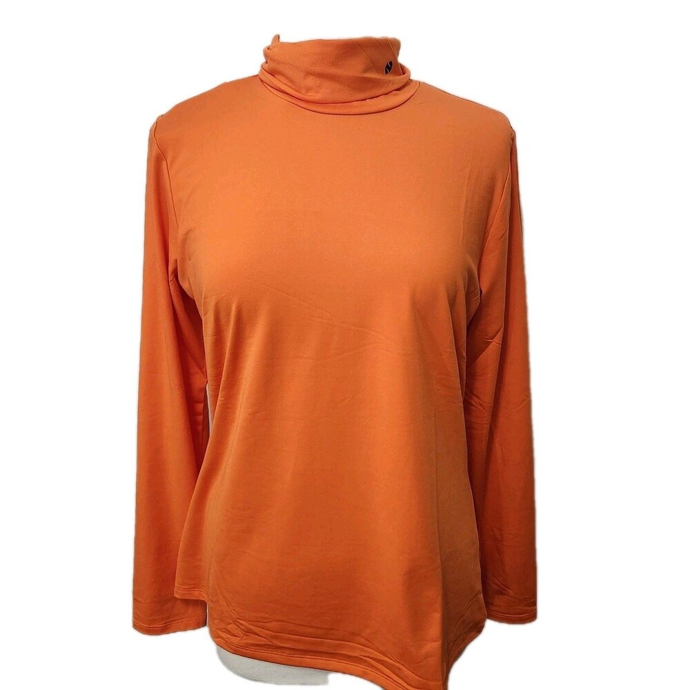 SSLR Womens Orange Turtleneck Top XL Long Sleeve Pullover Stretch Knit Halloween